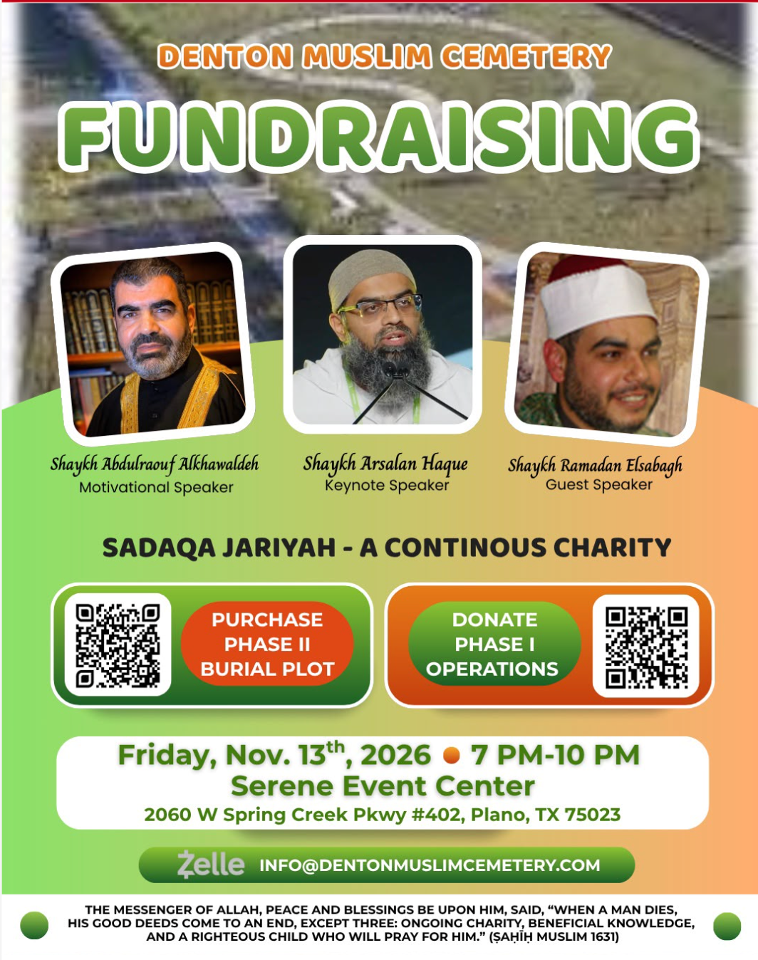 Event flyer for Denton Muslim Cemetery Fundraising