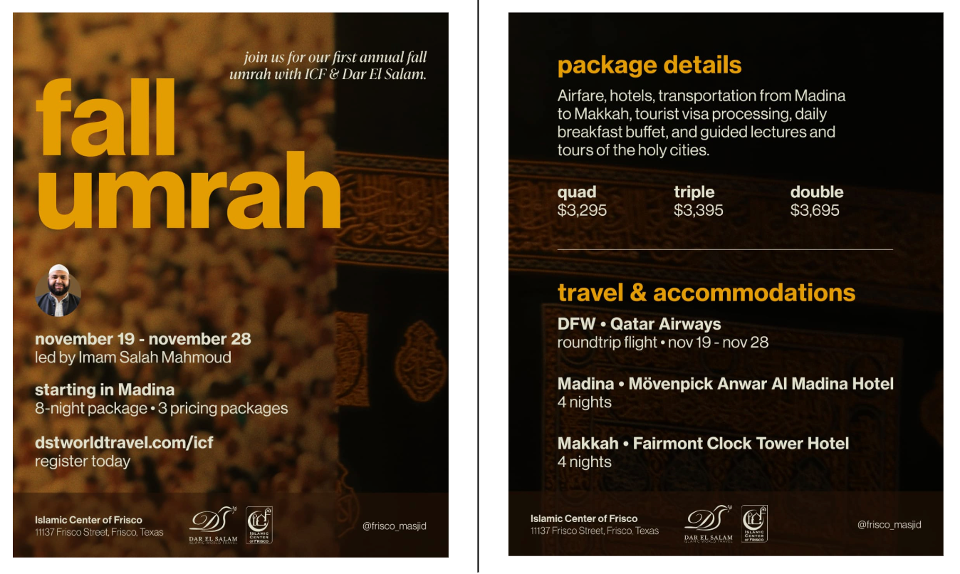 Event flyer for Fall Umrah