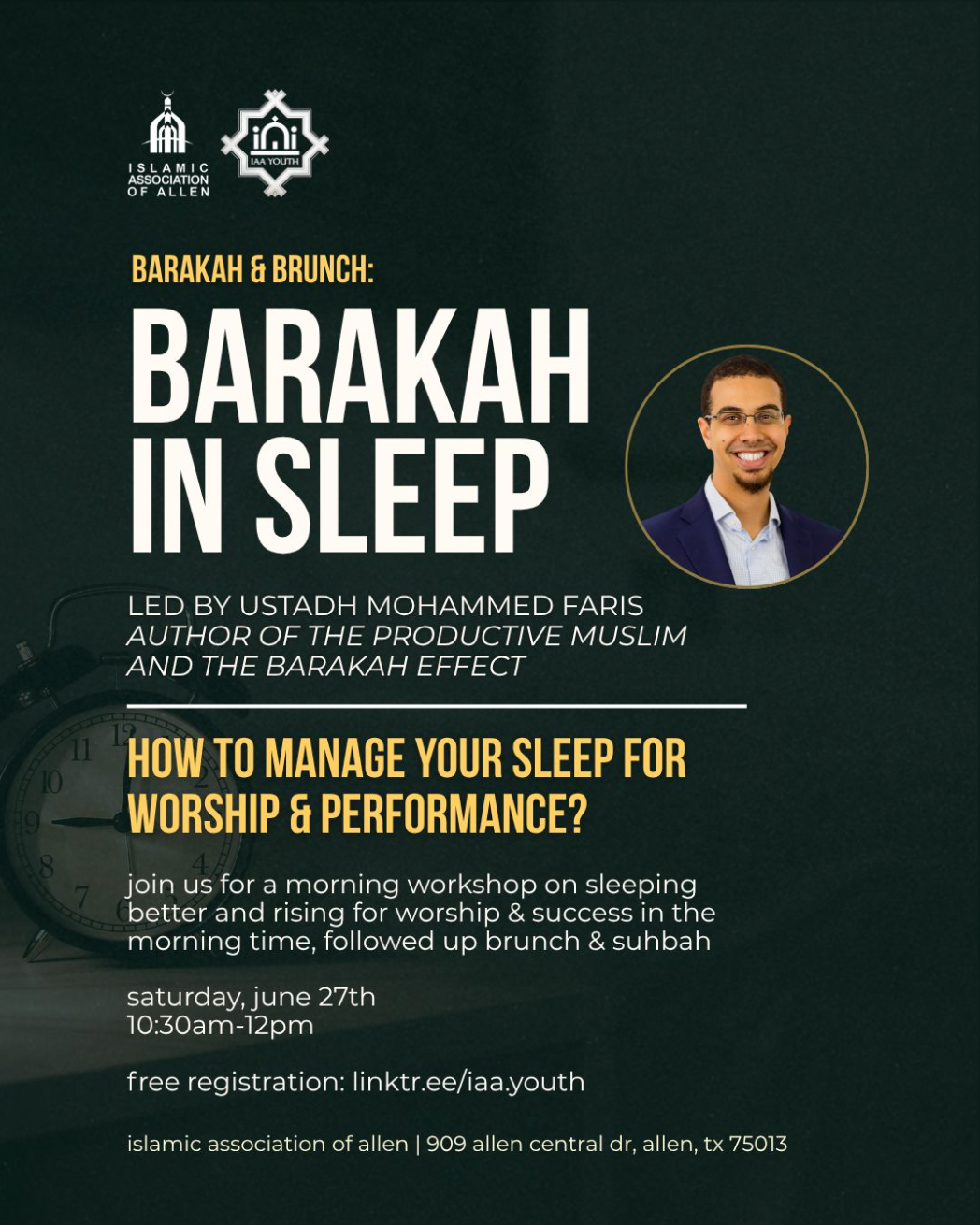 Event flyer for Barakah & Brunch: Barakah in Sleep