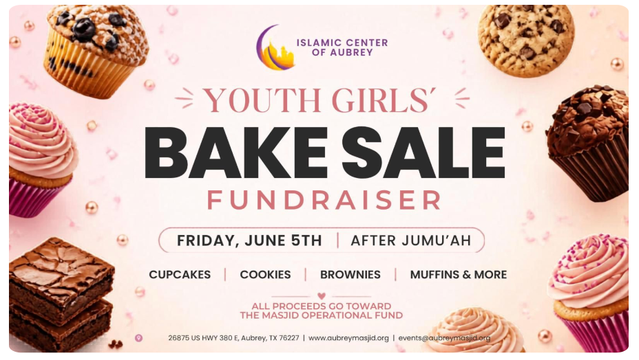 Event flyer for Youth Girls&rsquo; Bake Sale Fundraiser